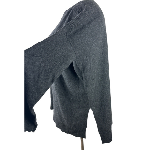 Vince Boat Neck Wool & Cashmere Blend Sweater Rib Trim LS Charcoal Gray Medium - Picture 3 of 9